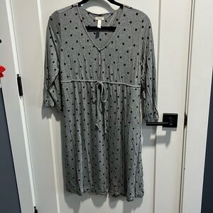 Soma Gray Black Polkadot House Dress Nightgown EUC